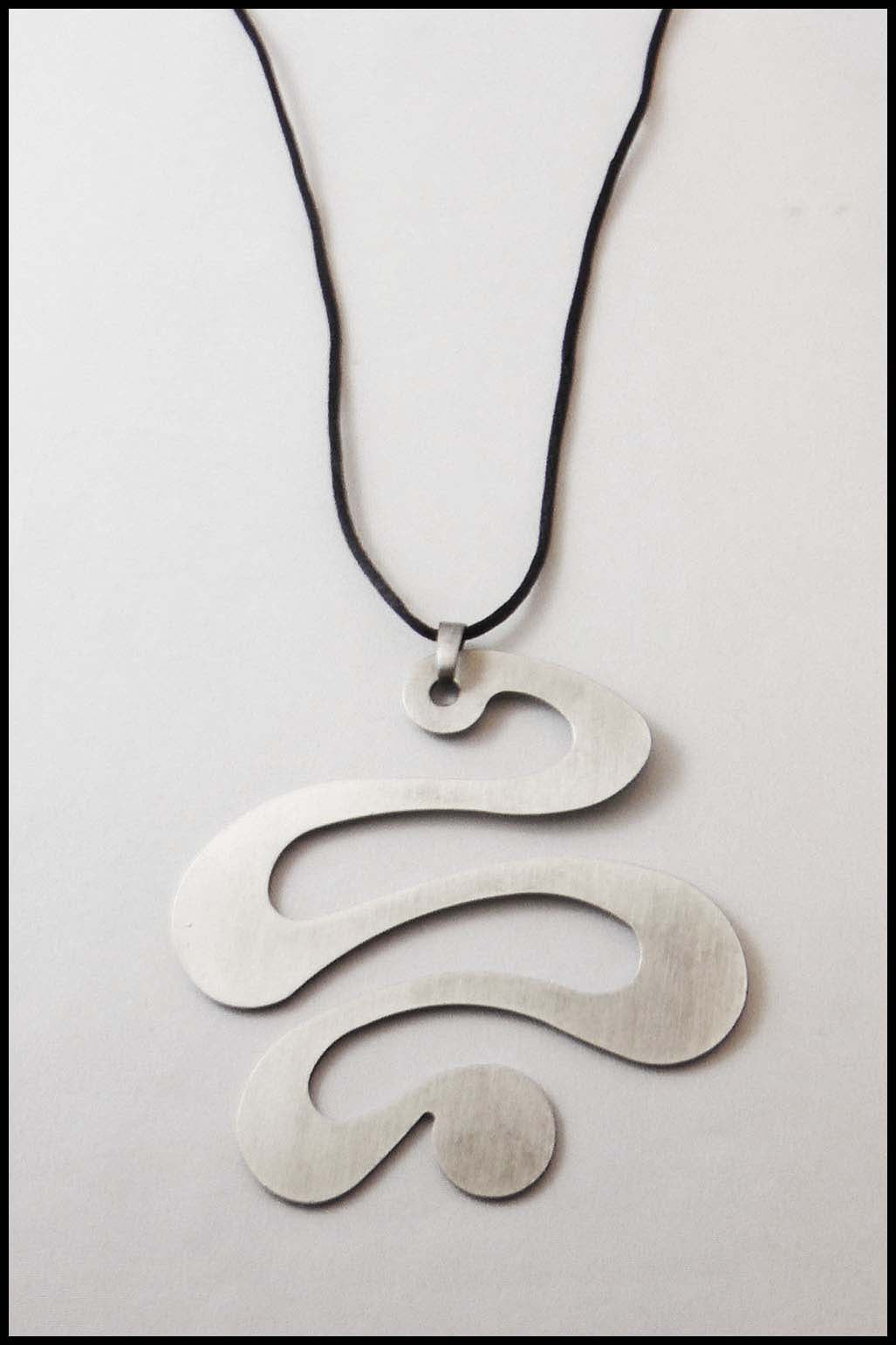 Oversize Brushed Metal Pendant Necklace