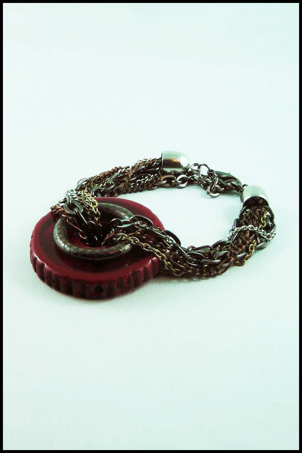 Mixed Metal Bracelet with Large Circle Bead