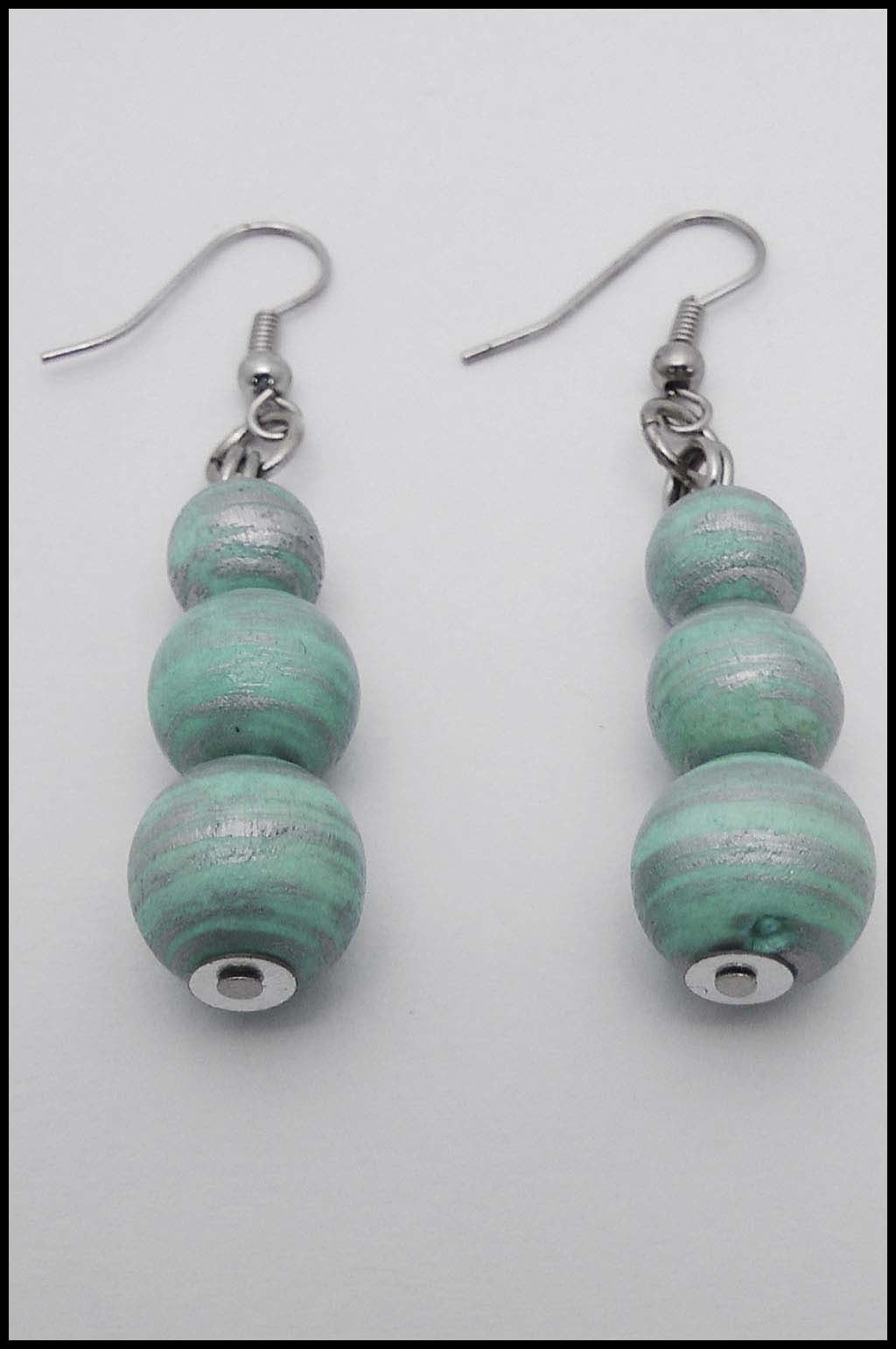Wood Bead Drop Earrings