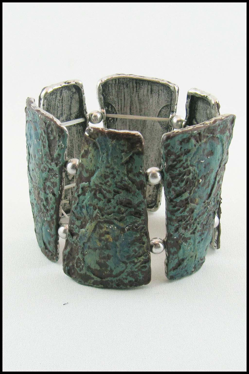 Carved Metal Stretch Cuff Bracelet