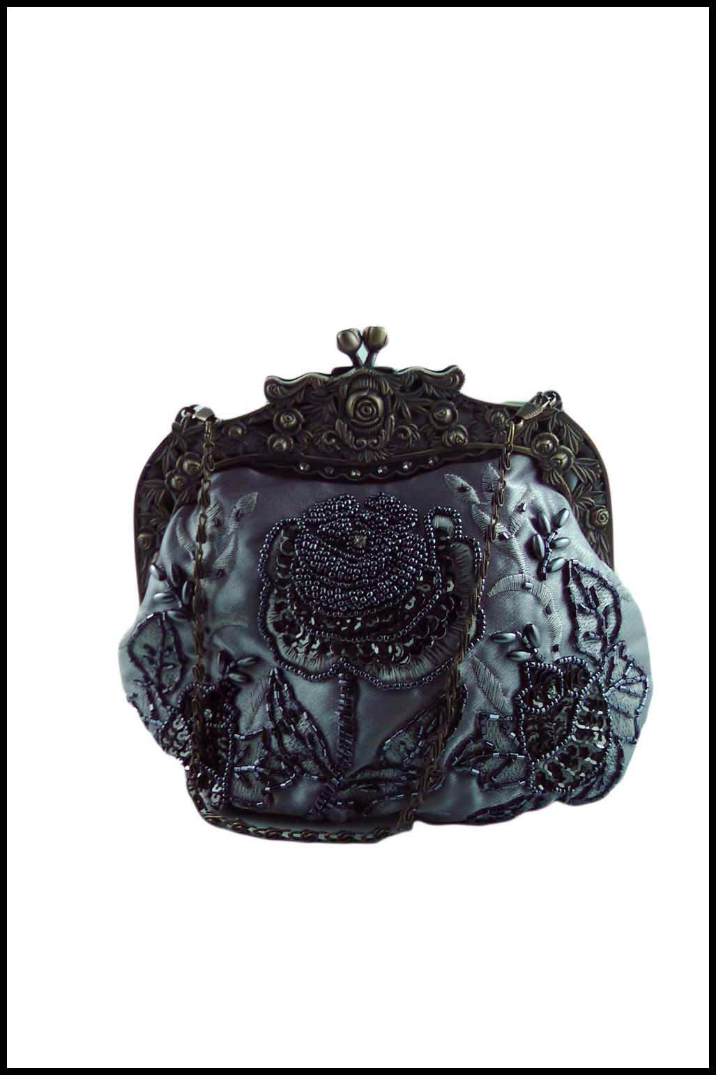 Embroidered and Beaded Antique Evening Pouch