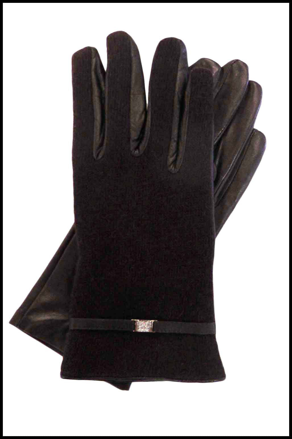 Mixed Tweed and Leather Gloves