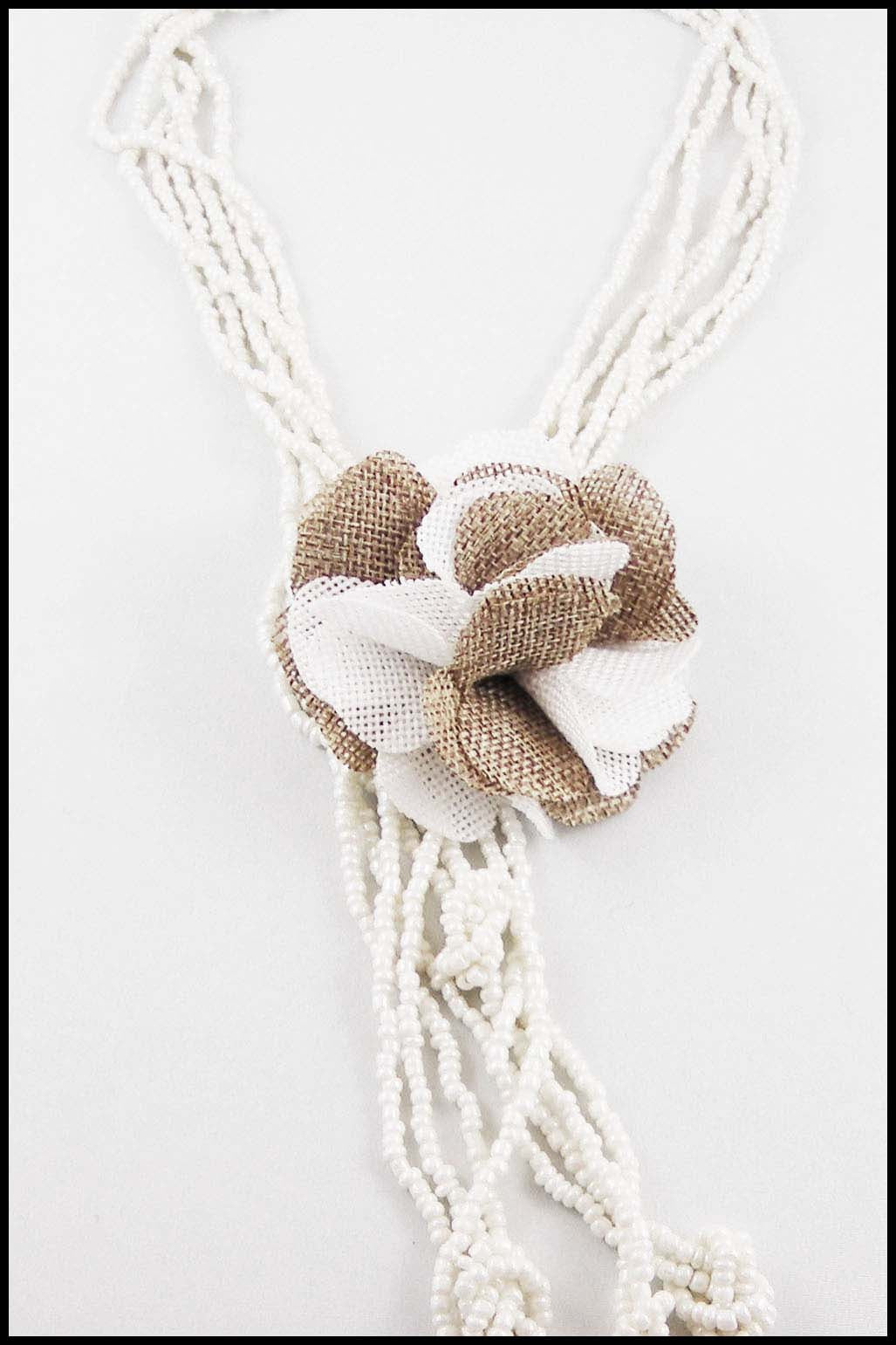 Beaded Necklace with Flower
