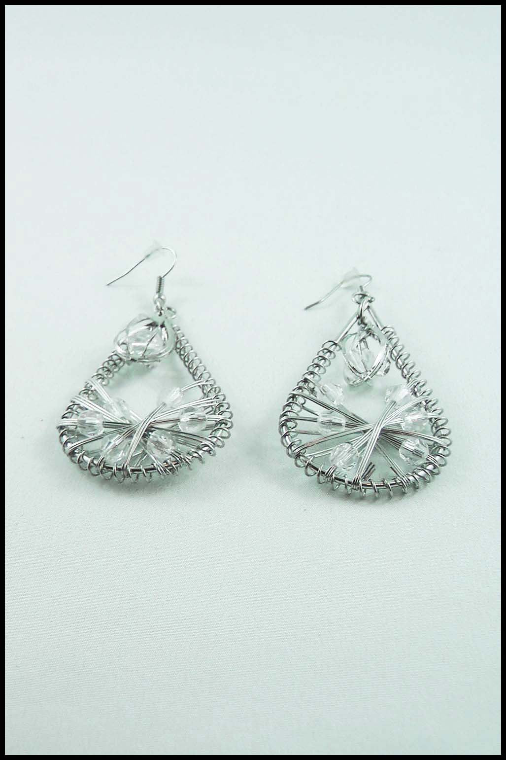Clear Faux Crystal Wire Pendant Earrings