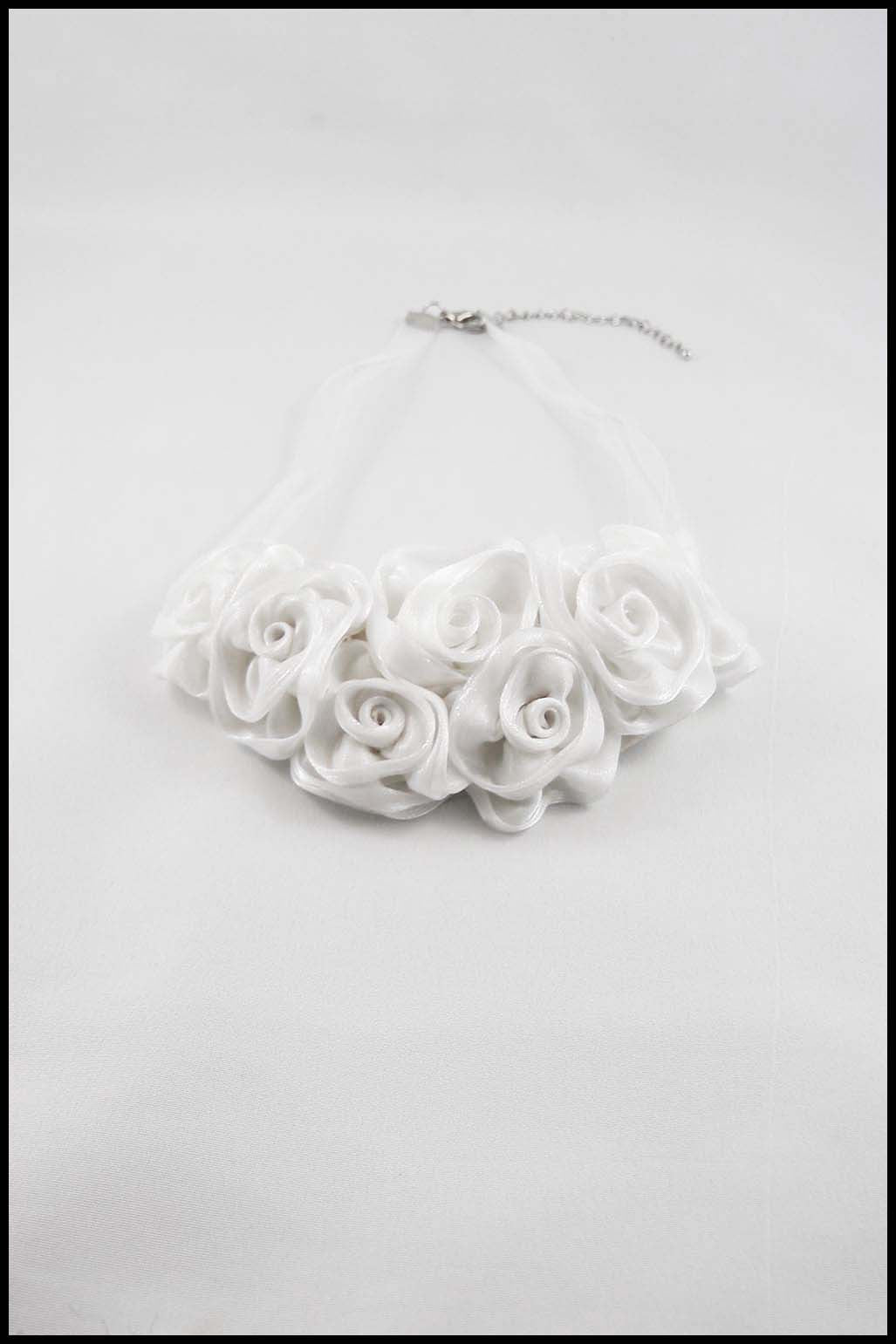 Ribbon Rosebud Choker Necklace