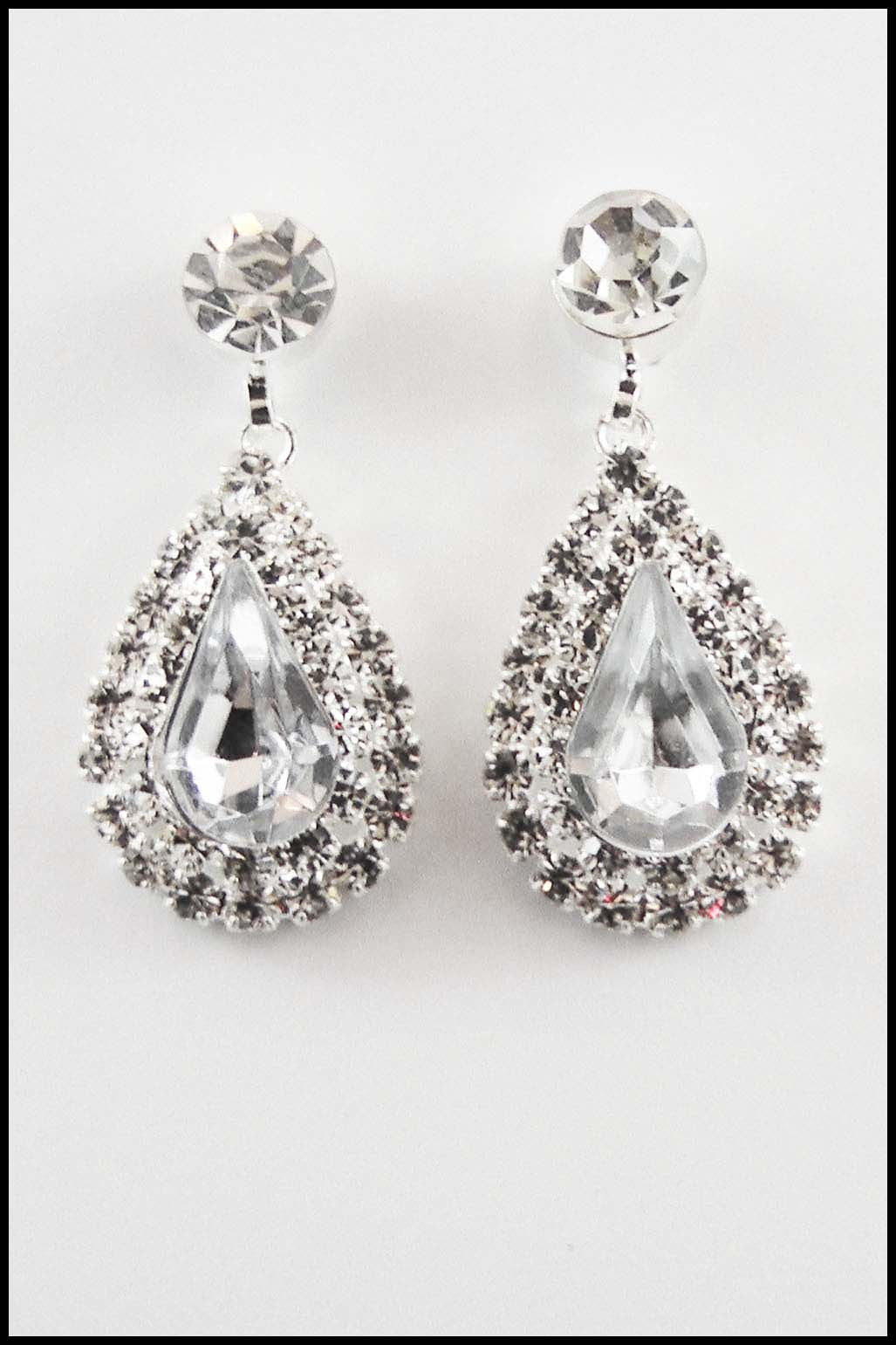 Teardrop Rhinestone Evening Wear Necklace Set
