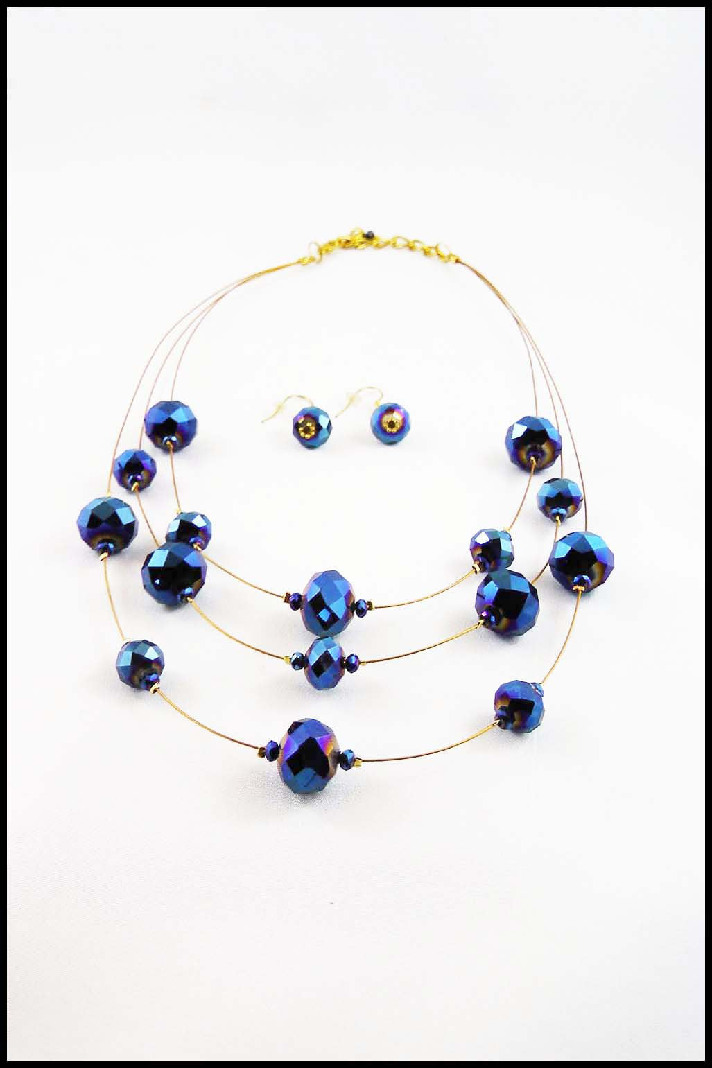 Floating Iridescent Bead Necklace and Earring Set