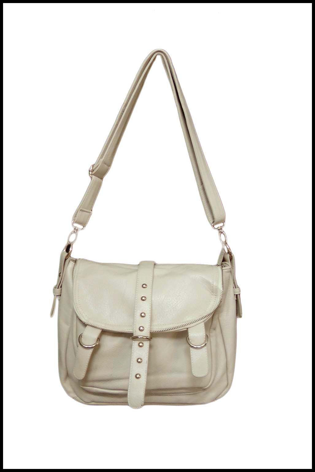 Soft Buckled Zippered Messenger Bag