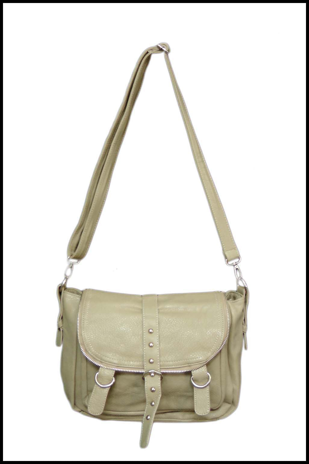 Soft Buckled Zippered Messenger Bag