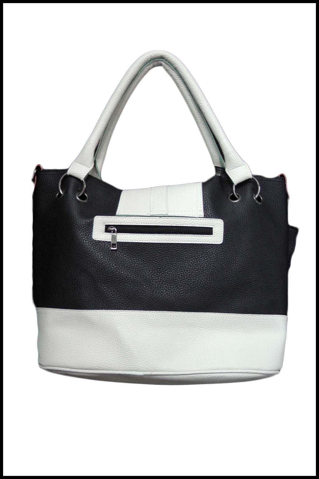 Large Colourblock Tote with Front Clip Closure