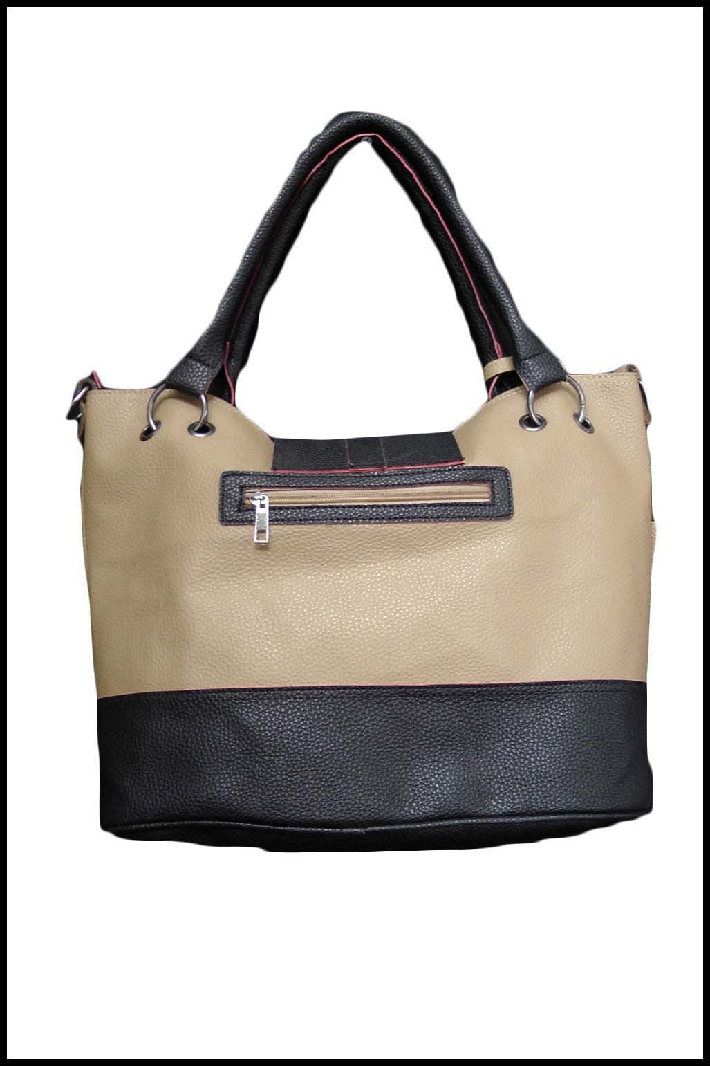 Large Colourblock Tote with Front Clip Closure