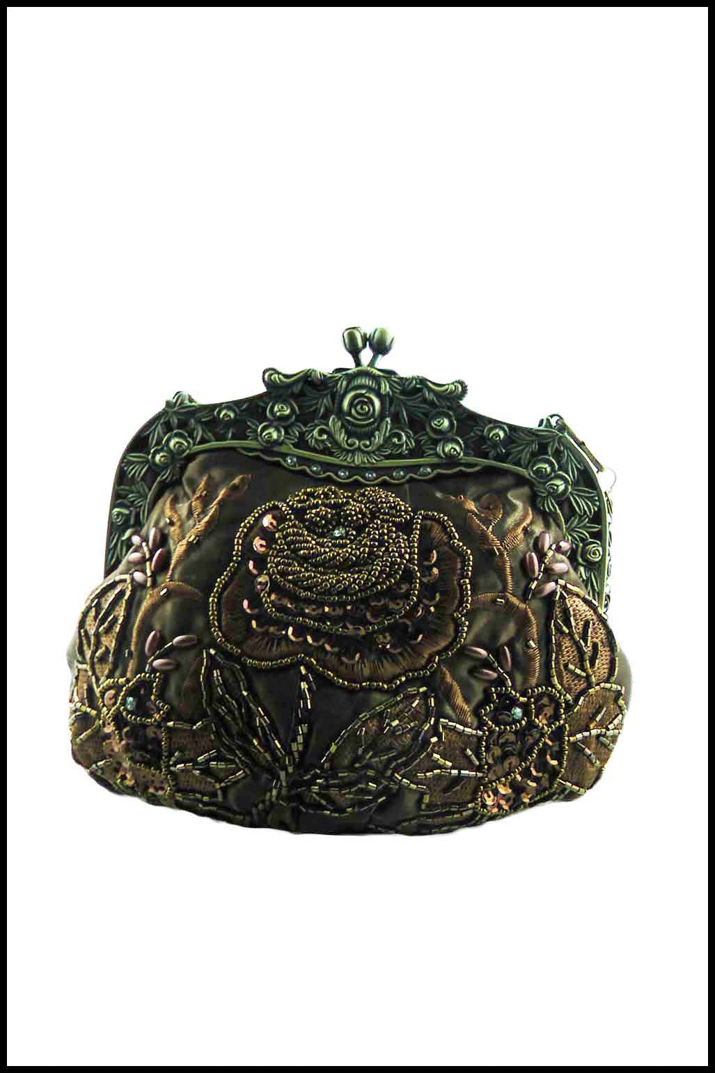 Embroidered and Beaded Antique Evening Pouch
