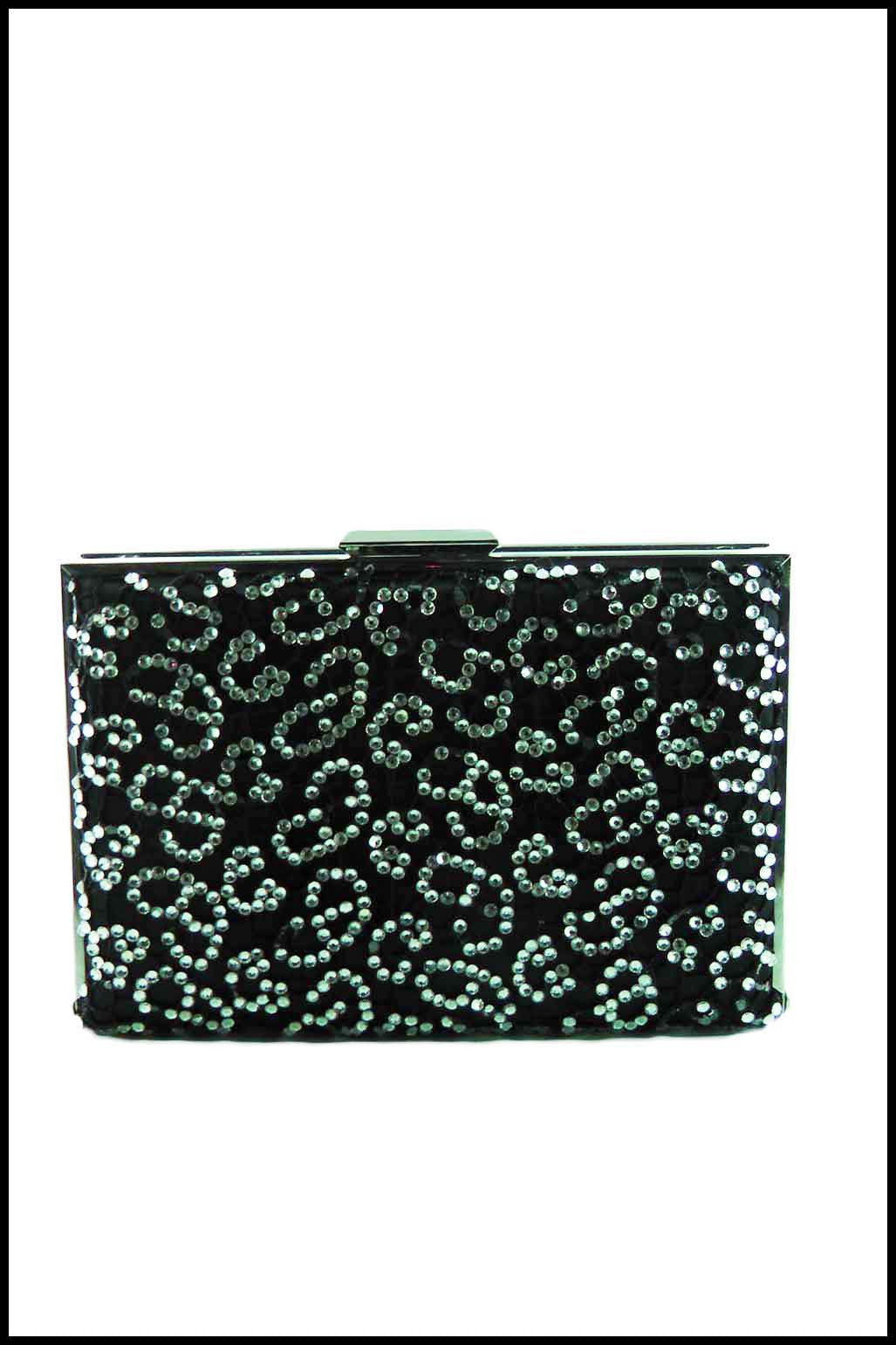 Box Evening Clutch with Rhinestone Detailing