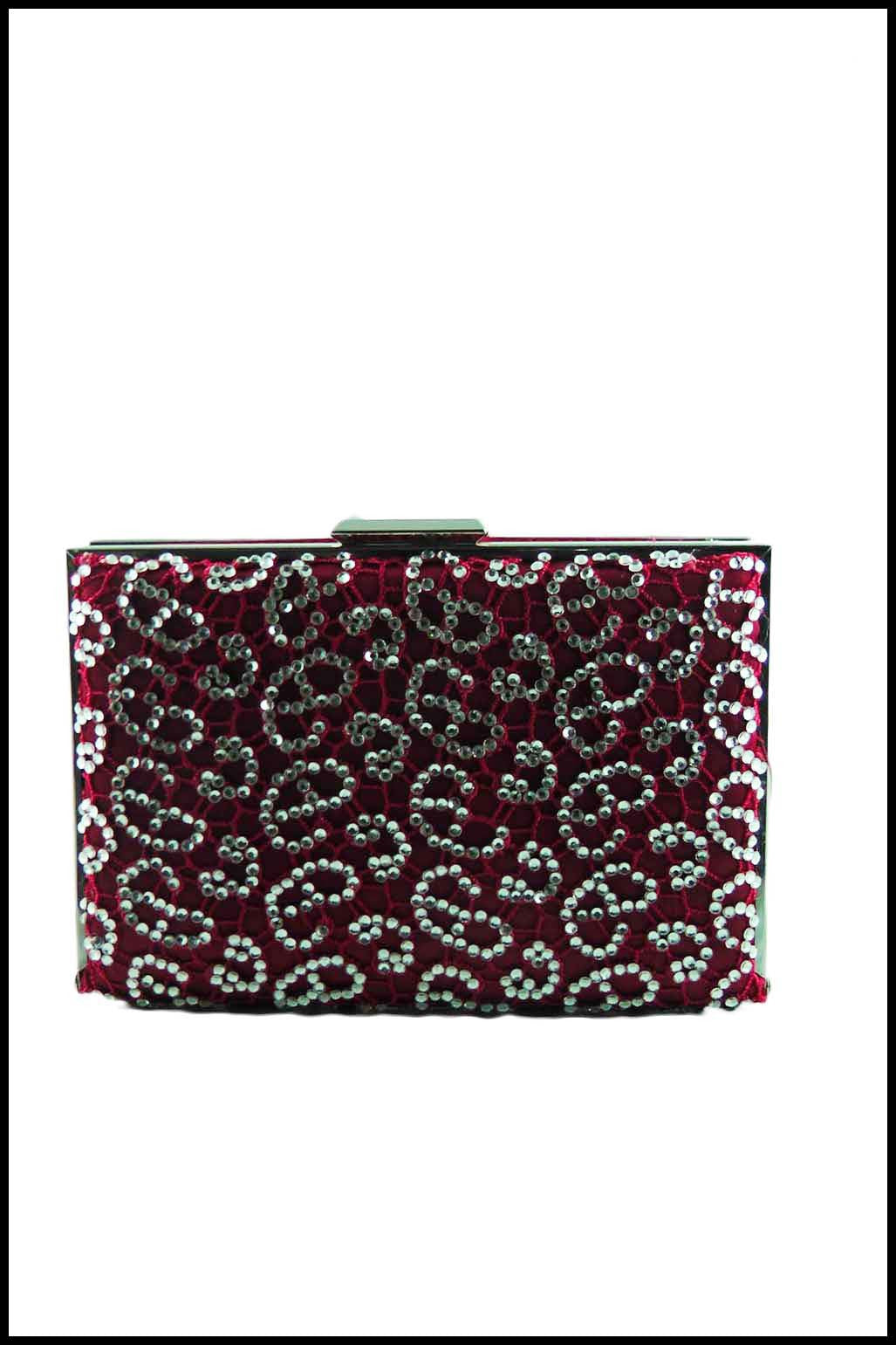 Box Evening Clutch with Rhinestone Detailing