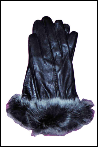 Two-tone Fur Trimmed Gloves