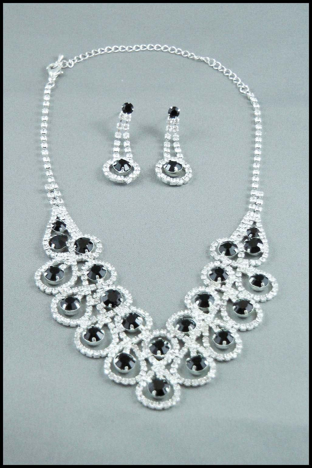 Black Rhinestone Evening Wear Jewellery Set