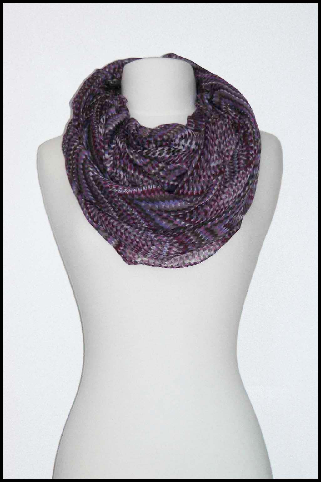 Lightweight Herringbone Print Infinity Scarf