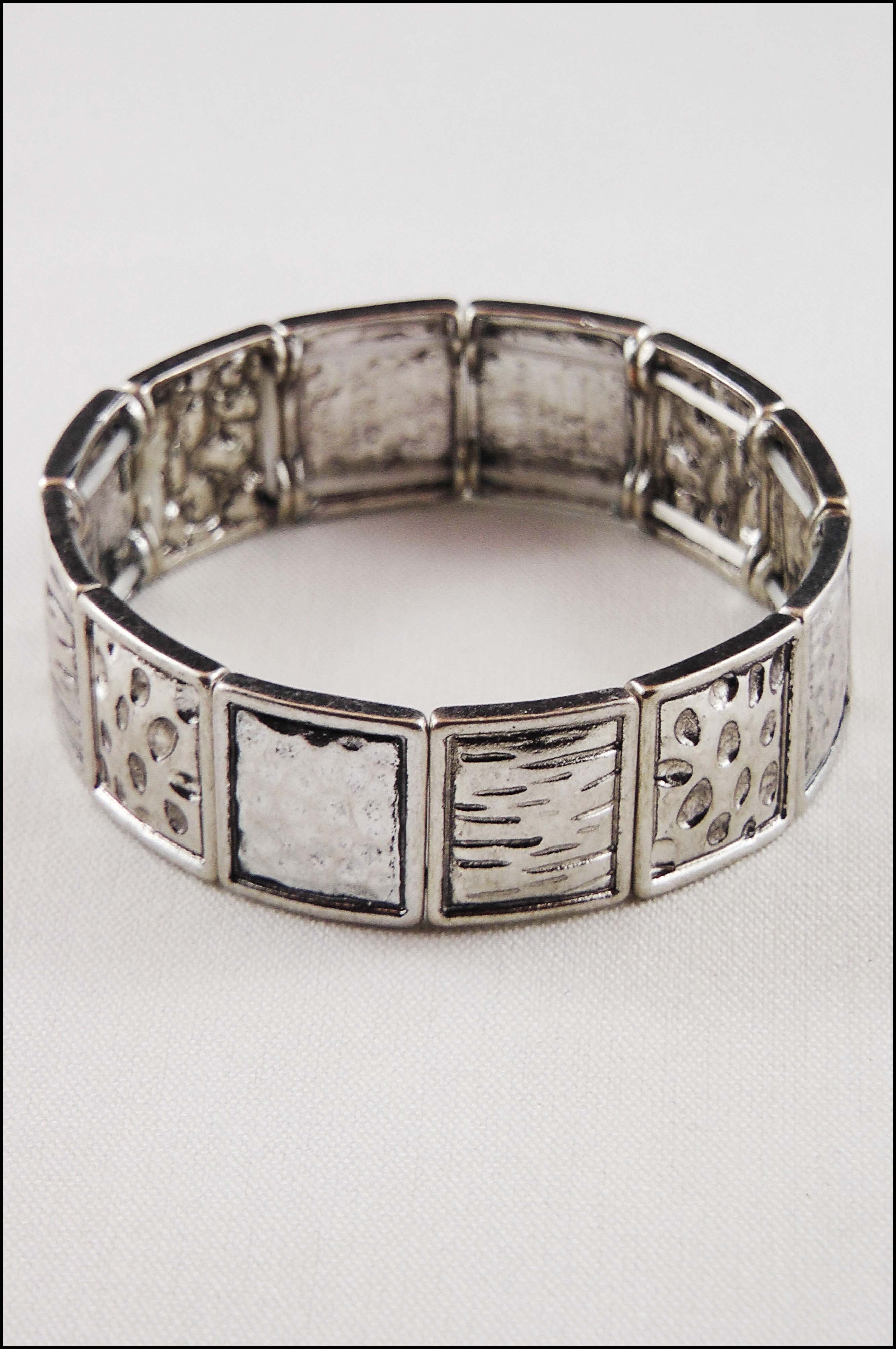 Art Deco Hammered Metal Stretch Bracelet