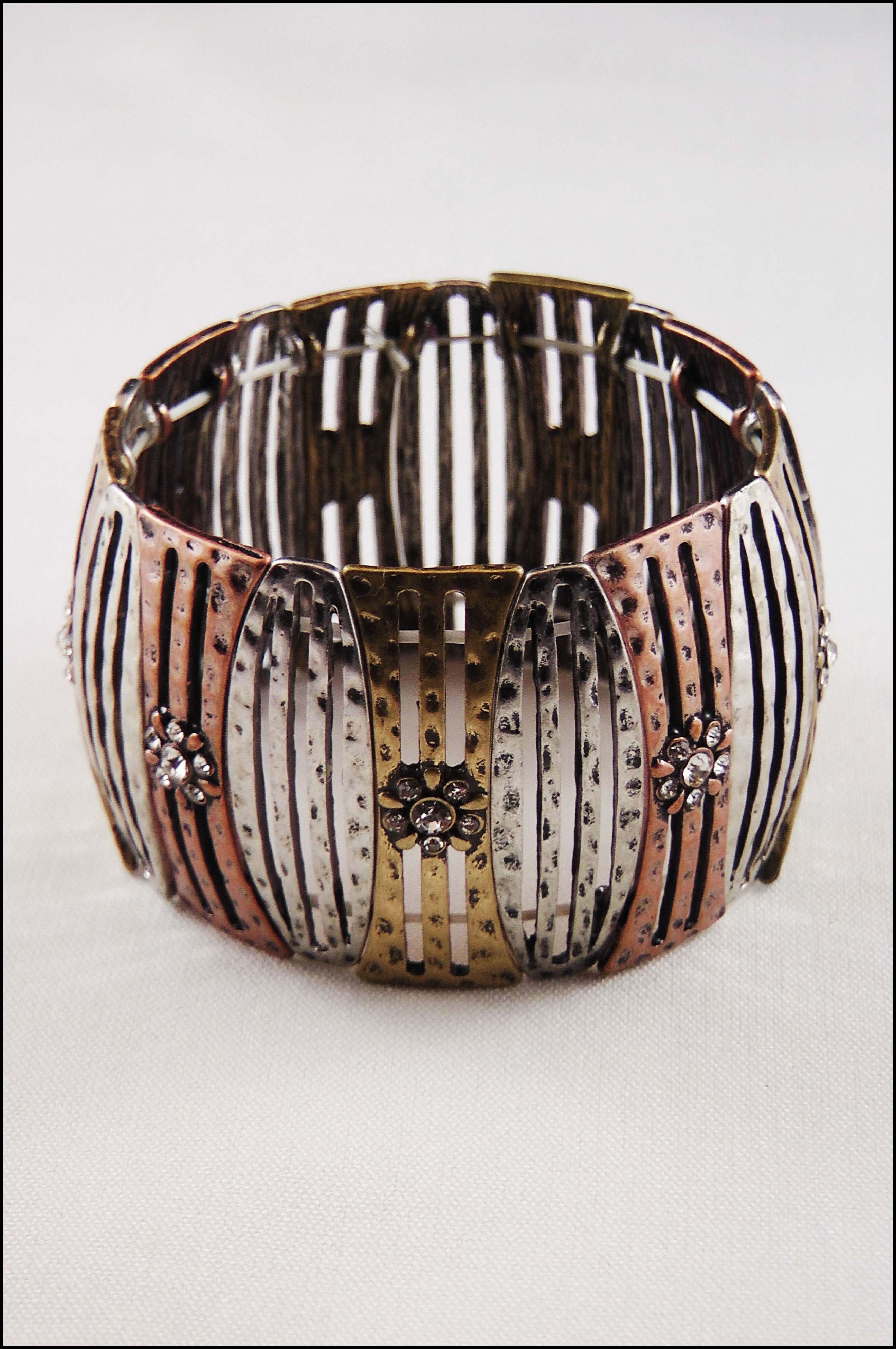 Burnish Bar Flower Stretch Bracelet