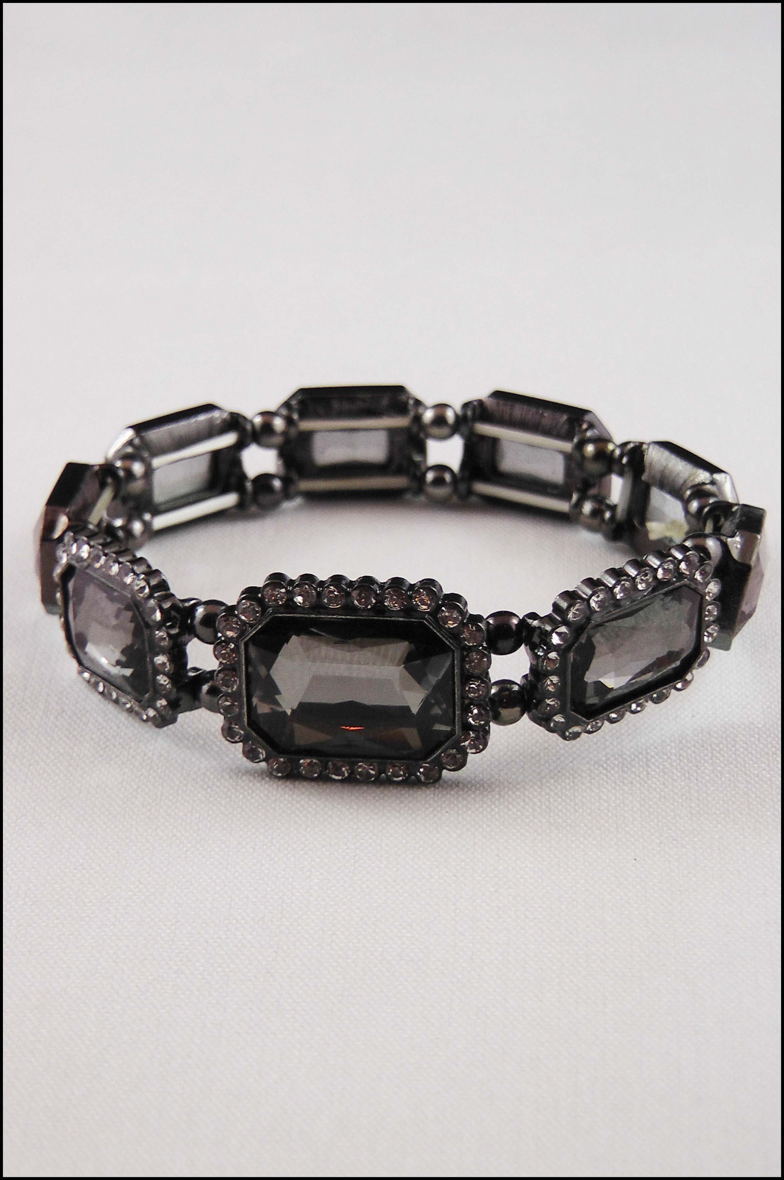 Emerald Cut Pave Crystal Stretch Bracelet