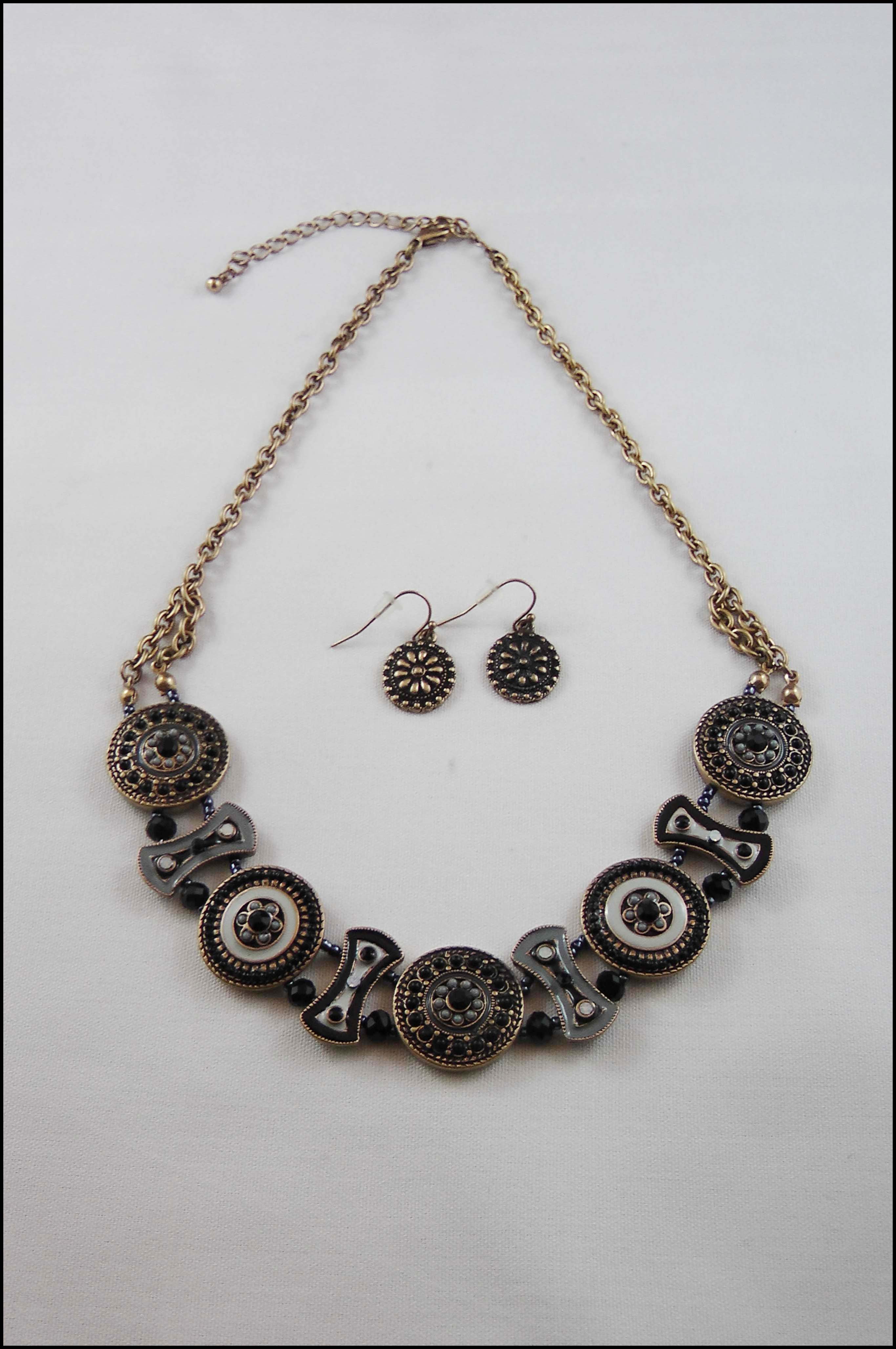 Art Deco Mosaic Enamel Necklace Set