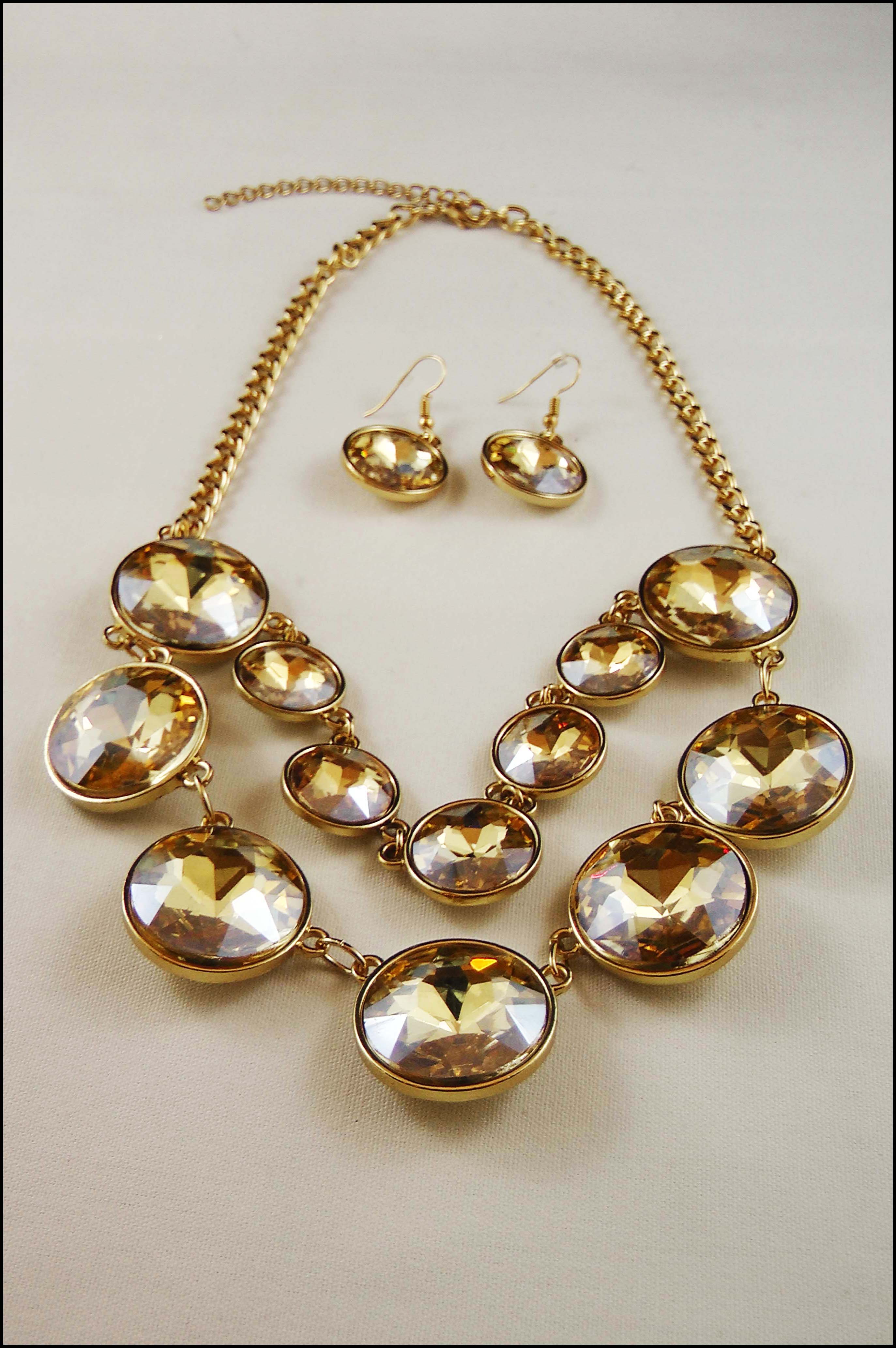 Crystal Layered Bib Necklace Set