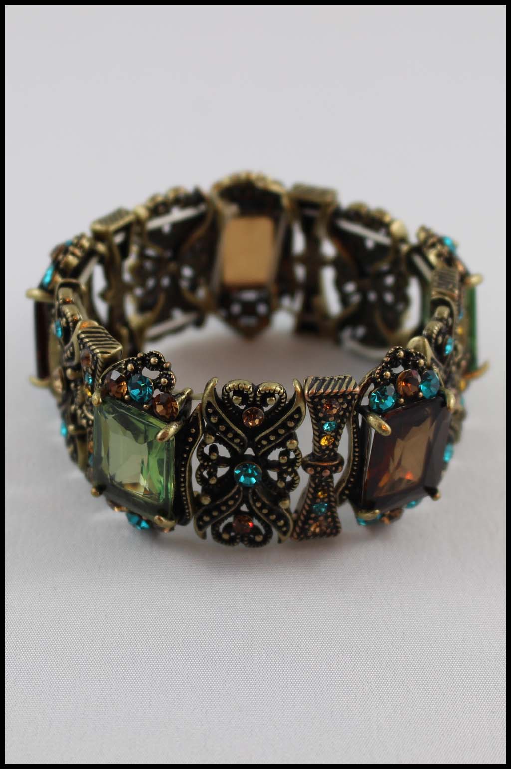 Victorian Filigree Crystal Stretch Bracelet