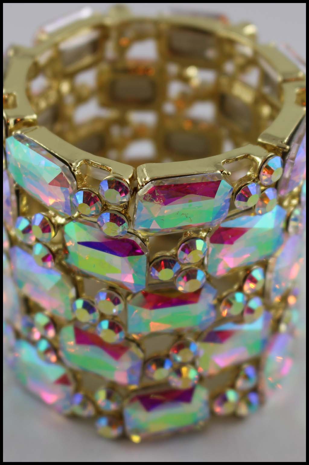 Wide Statement Emerald Cut Stretch Bracelet