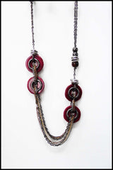 Mixed Metal Necklace with Off-Set Large Circle Beads