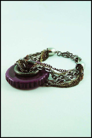 Mixed Metal Bracelet with Large Circle Bead