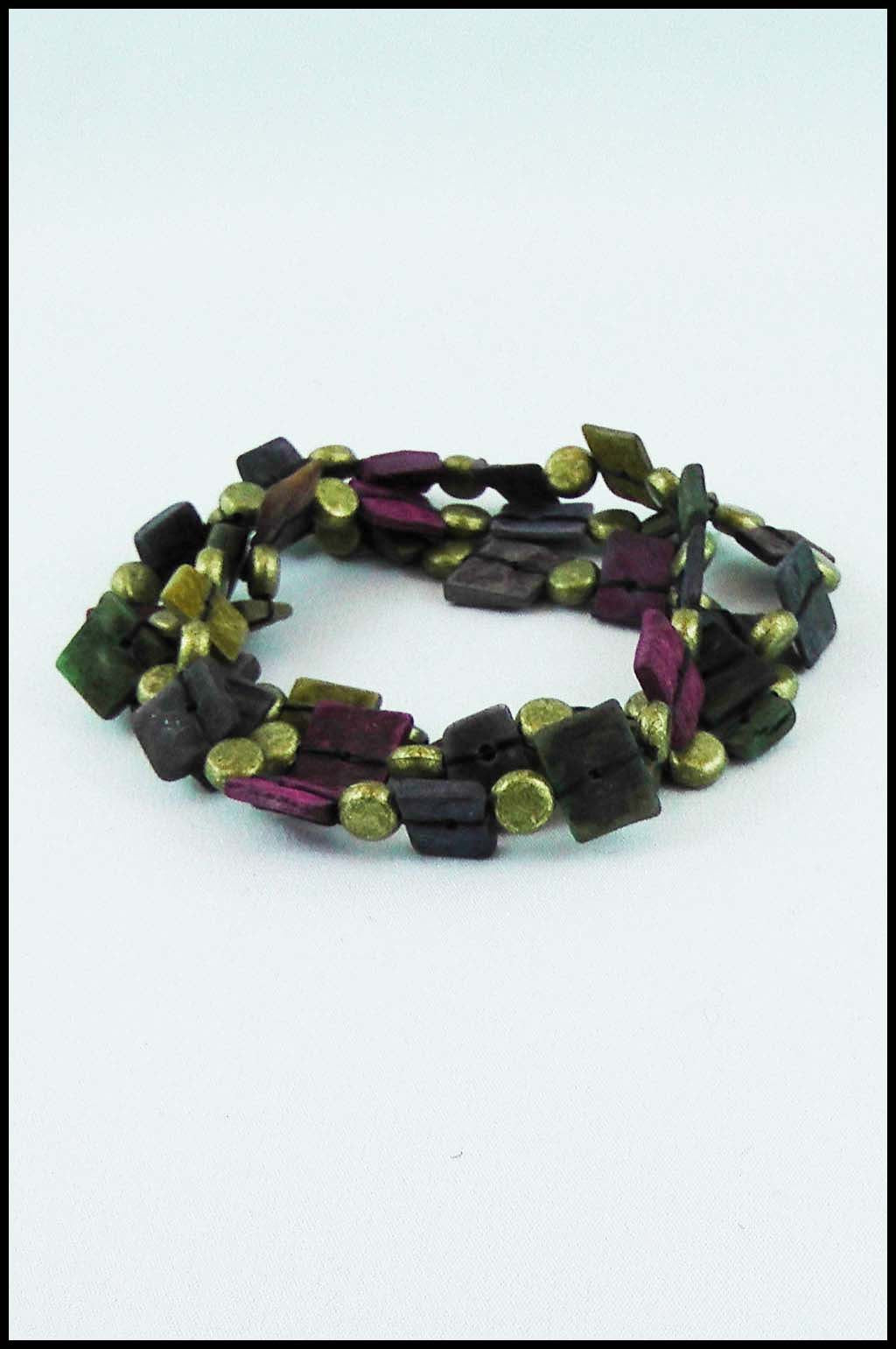 Multi-colour Square Bead Stretch Bracelet