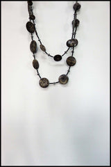 Button Style Bead Long Necklace