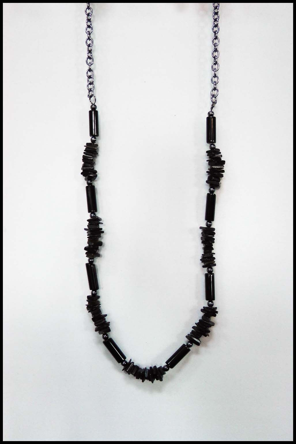 Stacked Bead Necklace in Brown