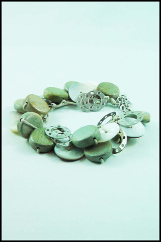 Mixed Charm Bracelet in Grey and Silver Colors