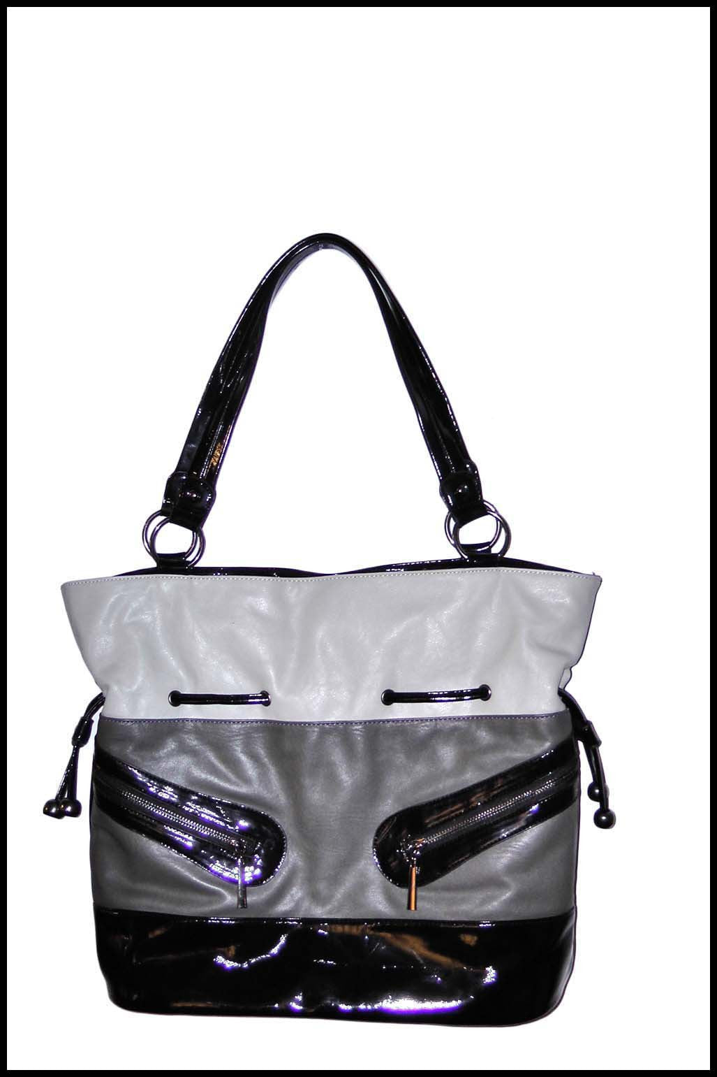 Oversize Drawstring Handbag with Zippered Front Pockets
