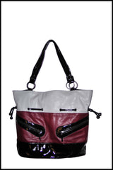 Oversize Drawstring Handbag with Zippered Front Pockets