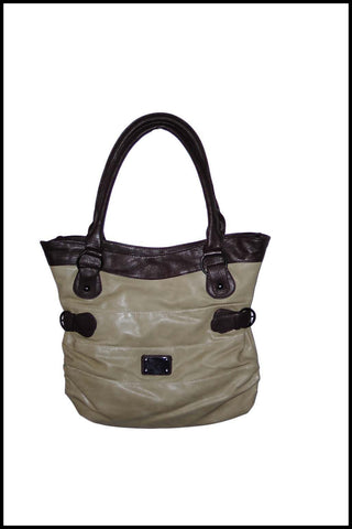 Two-tone Shoulder Bag with Buckle Detailing