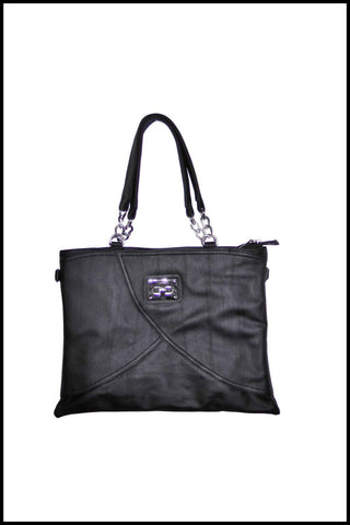 Soft Silver-accented Handbag with Chain-link Handles