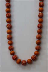 Wood Swirled Bead Necklace