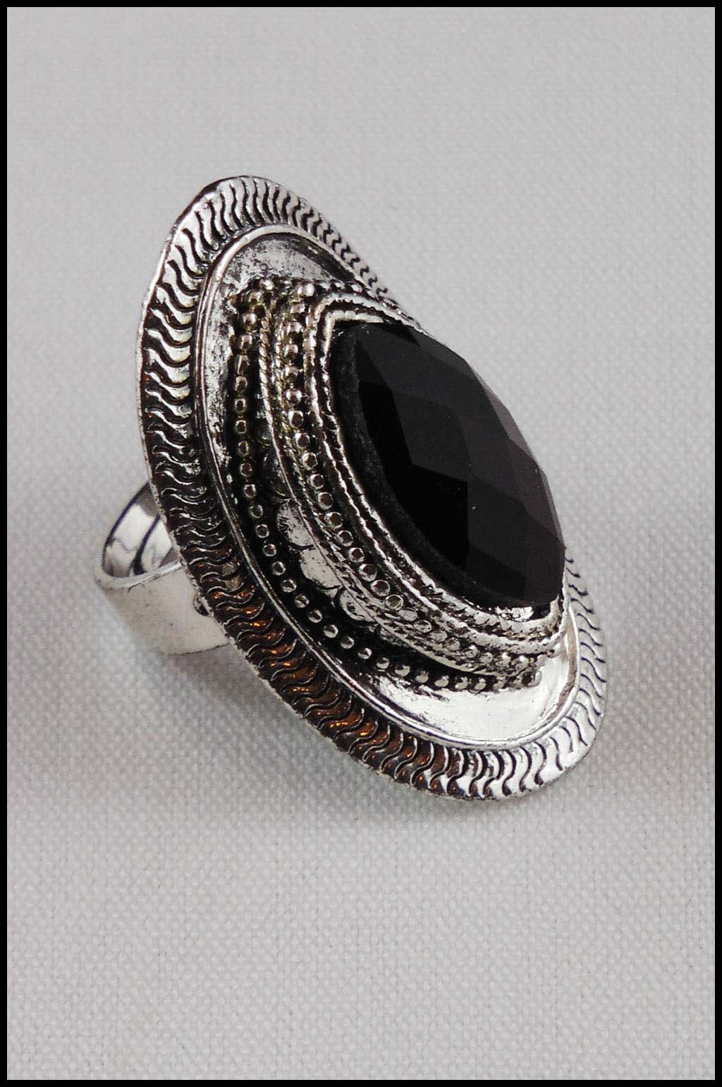 Vintage Ring With Large Black Stone