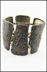 Carved Metal Stretch Cuff Bracelet