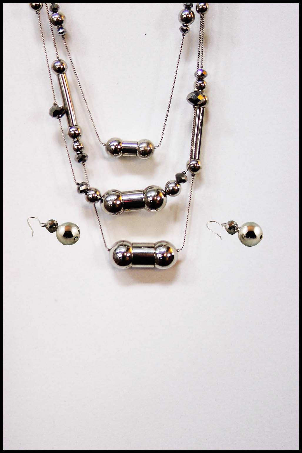 Beads and Tubes Necklace and Earring Set