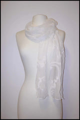 Delicate Silk Scarf with Intricate Flower Detailing