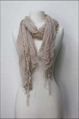 Sheer Crinkle Scarf with Scalloped Fringe Detailing