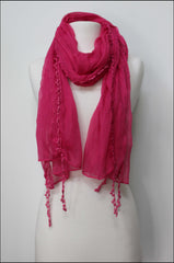 Sheer Crinkle Scarf with Scalloped Fringe Detailing