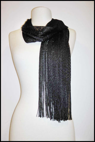 Sparkle Fishnet Scarf with Long Fringe