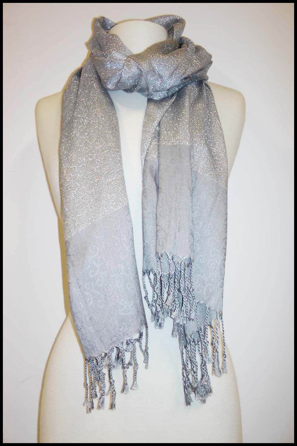 Pashmina Scarf with Sparkly Paisley Imprint