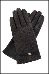 Mixed Tweed and Leather Gloves