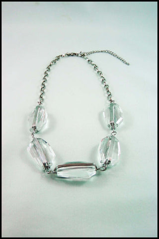 Beveled Clear Bead Necklace
