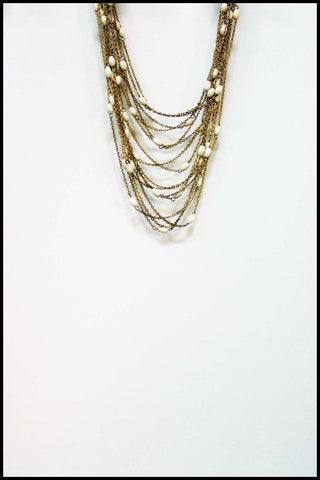Layered Chain and Bead Necklace